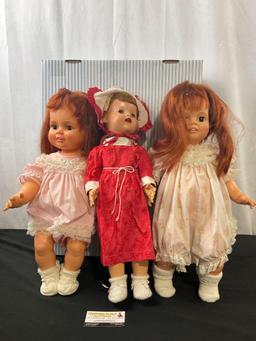 Trio of Vintage 1970s Dolls, 2x Ideal Toy Co Crissys, 1x Blonde doll