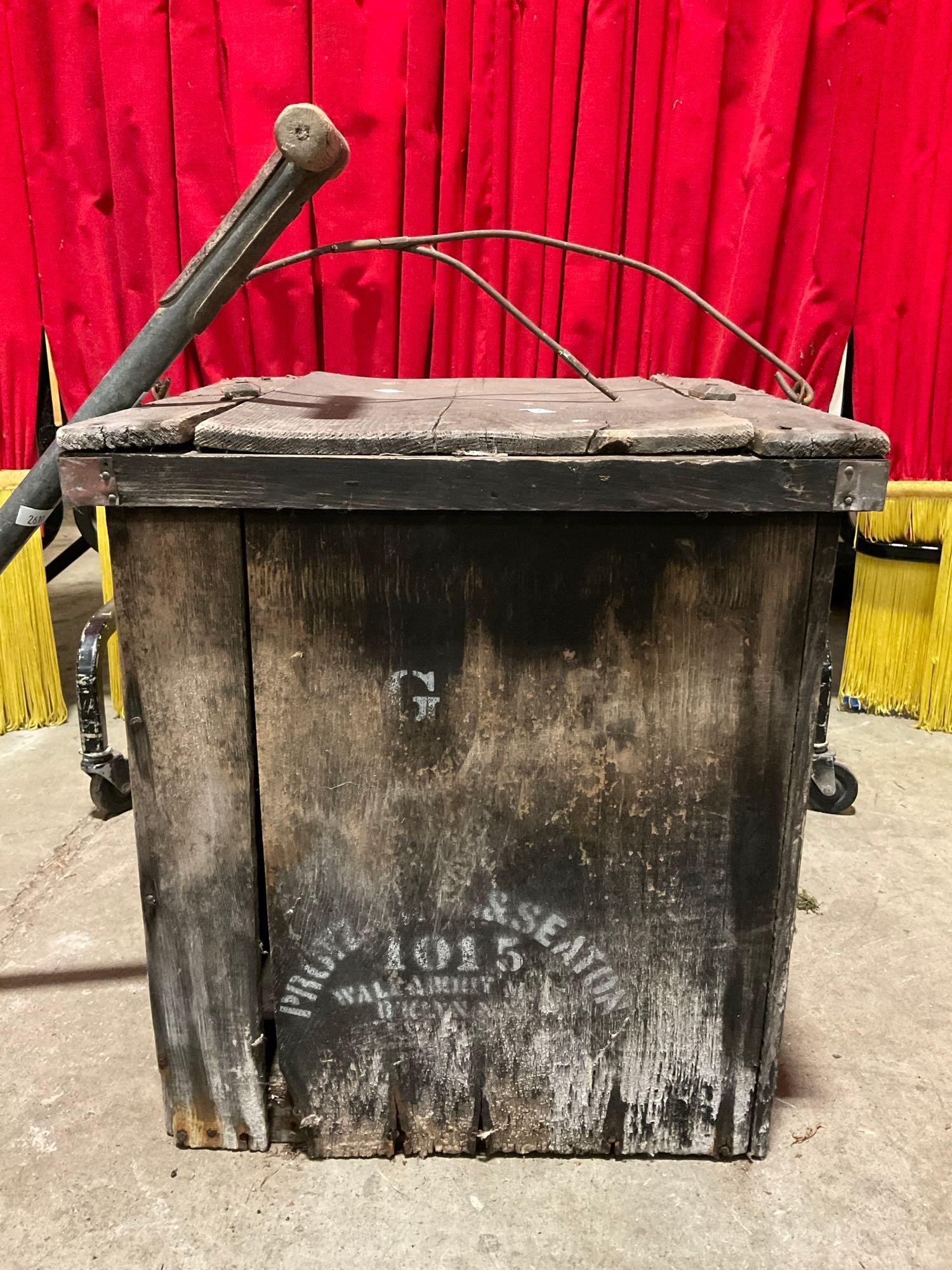 Antique Primitive Portable Wooden Commode w/ Vintage Trowel. See pics.