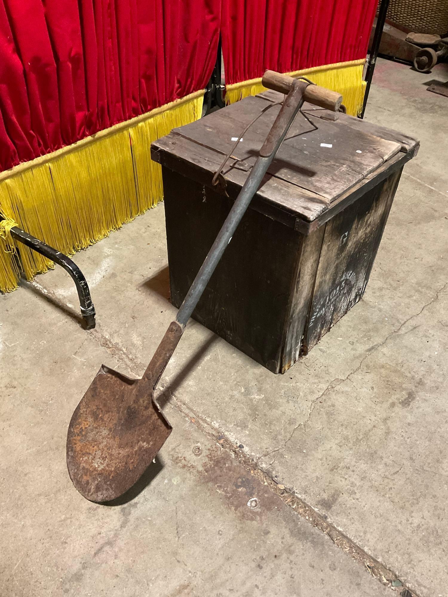 Antique Primitive Portable Wooden Commode w/ Vintage Trowel. See pics.