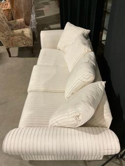 Vintage White Three Cushion Couch w/ Queen Sized Hideaway Bed. See pics.