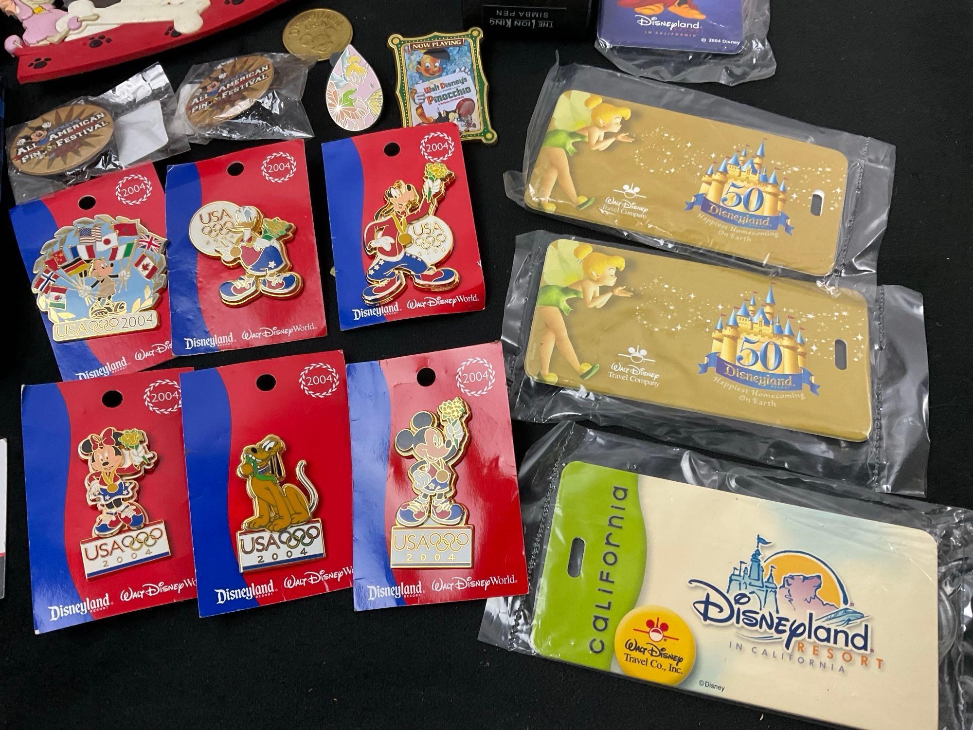 Assorted Disneyland Pins, Smashed Coins, 2008 LE Pin Set w/ box signed by Monty Maldovan