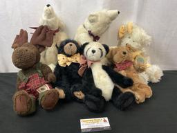 7 Vintage Boyds Bears, Moose, 2x Polar Bears, Panda, Winnie Wuzzwhite, Buford B Beezly