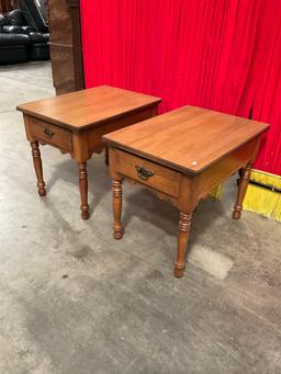 Pair of Vintage Young Republic Maple End Tables w/ Drawer. Measures 27" x 22" See pics.