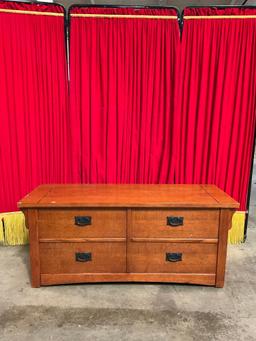 Vintage Powell Mission Style Wooden Chest w/ Storage Compartment. Measures 49" x 21" See pics.