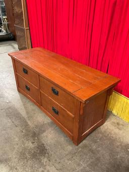 Vintage Powell Mission Style Wooden Chest w/ Storage Compartment. Measures 49" x 21" See pics.