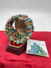 Sunwest silver sterling silver turquoise and spiny oyster wrap bracelet like new
