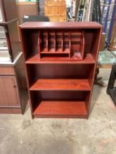 Vintage Red Lacquered Bookshelf w/ Removable Magazine Rack - See pics