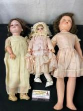 Set of 3 Vintage Dolls, 19 inch Armand Marseille, a couple unmarked