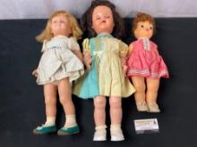 Set of Vintage Dolls, 1x Ideal Doll, 1x Chatty Cathy, 1x doll w/ Pink Dress