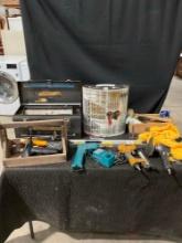 Collection of Misc Power tools & Bits + Tools incl. MAKITA Drill, Stanley Nail Gun, Polaris Buffer,