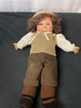 Vintage Munecas Geli Doll, Brown Sweater, Pants, & Hat