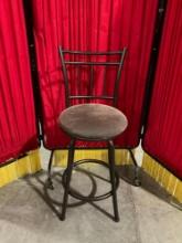 Modern Dark Brown Metal Barstool Chair w/ Beige Microfiber Seat. See pics.