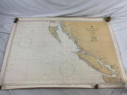 Vintage 1958 Canada BC, Juan De Fuca Strait to Dixon Entrance Offshore Map