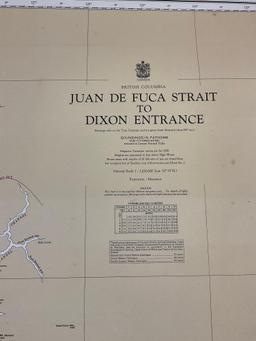 Vintage 1958 Canada BC, Juan De Fuca Strait to Dixon Entrance Offshore Map