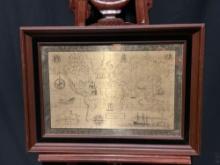 1976 The Royal Geographical Society Silver Map, Framed Engraved Metal World Map by Franklin Mint
