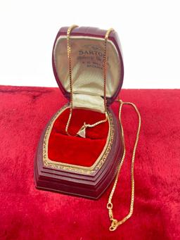 20" 14k yellow gold box chain necklace with gorgeous diamond 14k pendant - 5.4g