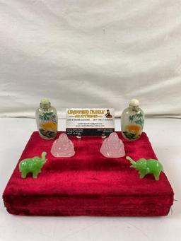 6 pcs Small Vintage Chinese Carved Stone Assortment. Painted Rock Crystal Snuff Bottles. See pics.