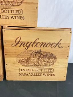 3 Inglenook Estate Bottled Napa Valley Wine Boxes with sliding wood top - See pics