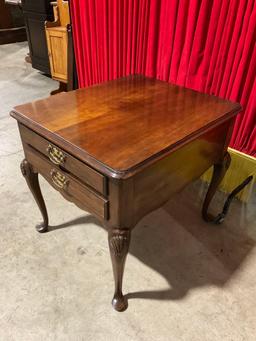 Vintage Drexel Cherry End Table w/ 2 Drawers & Cabriolet Legs. See pics.