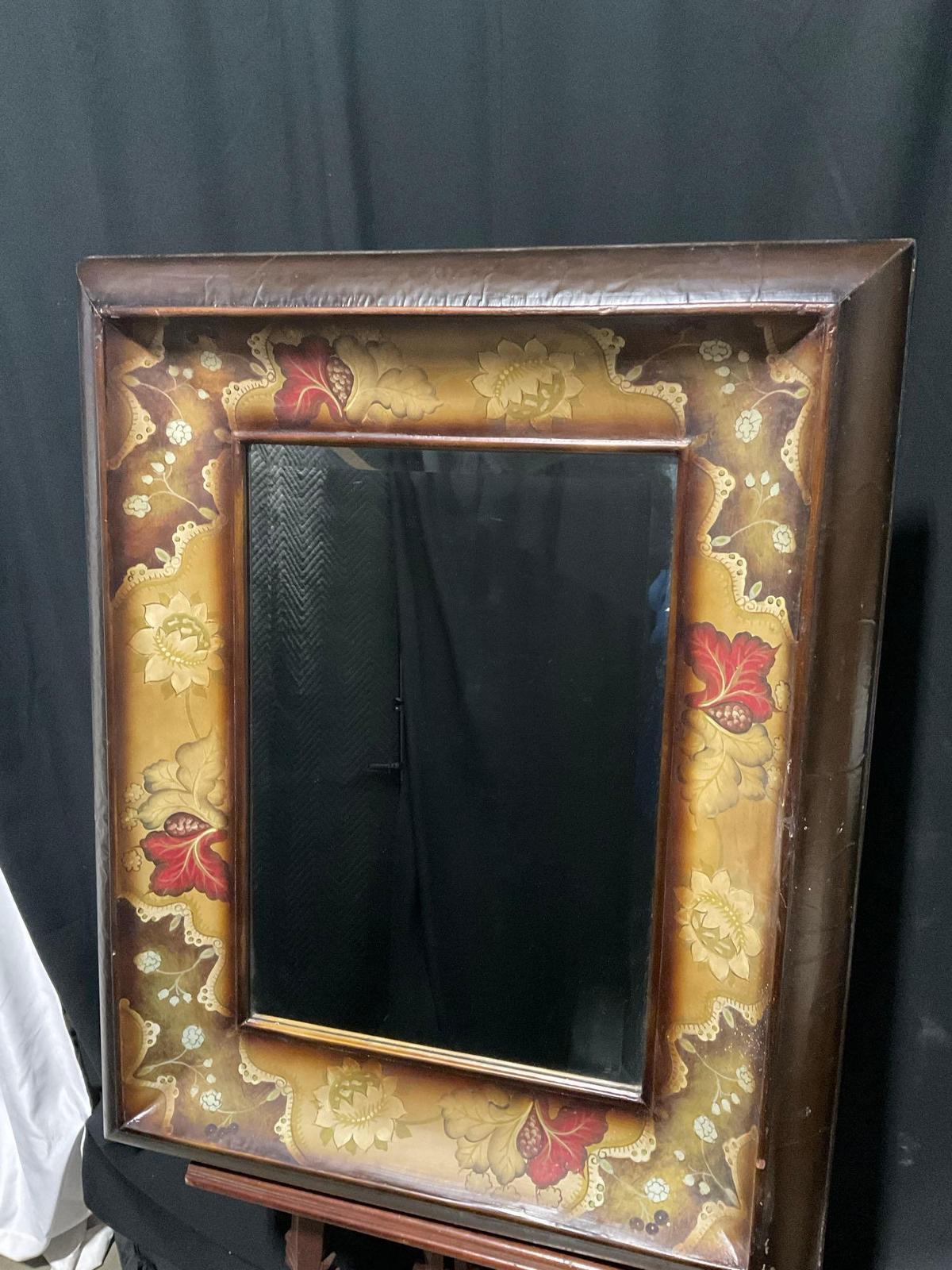 Uttermost Large Framed Rectangular Mirror, Decoupage style