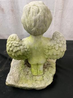 11 inch Cement Cherub Statue & Pair of Turkish Made Lantern Candleholders