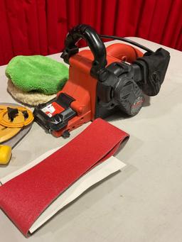 Black & Decker Electric Belt Sander w/ New 80 Grit Sheets & Craftsman Electric Buffer - Needs Cord