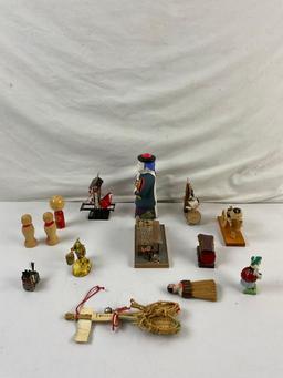 14 pcs Vintage Small Asian Souvenir Assortment. Traditional Home Miniature. See pics.