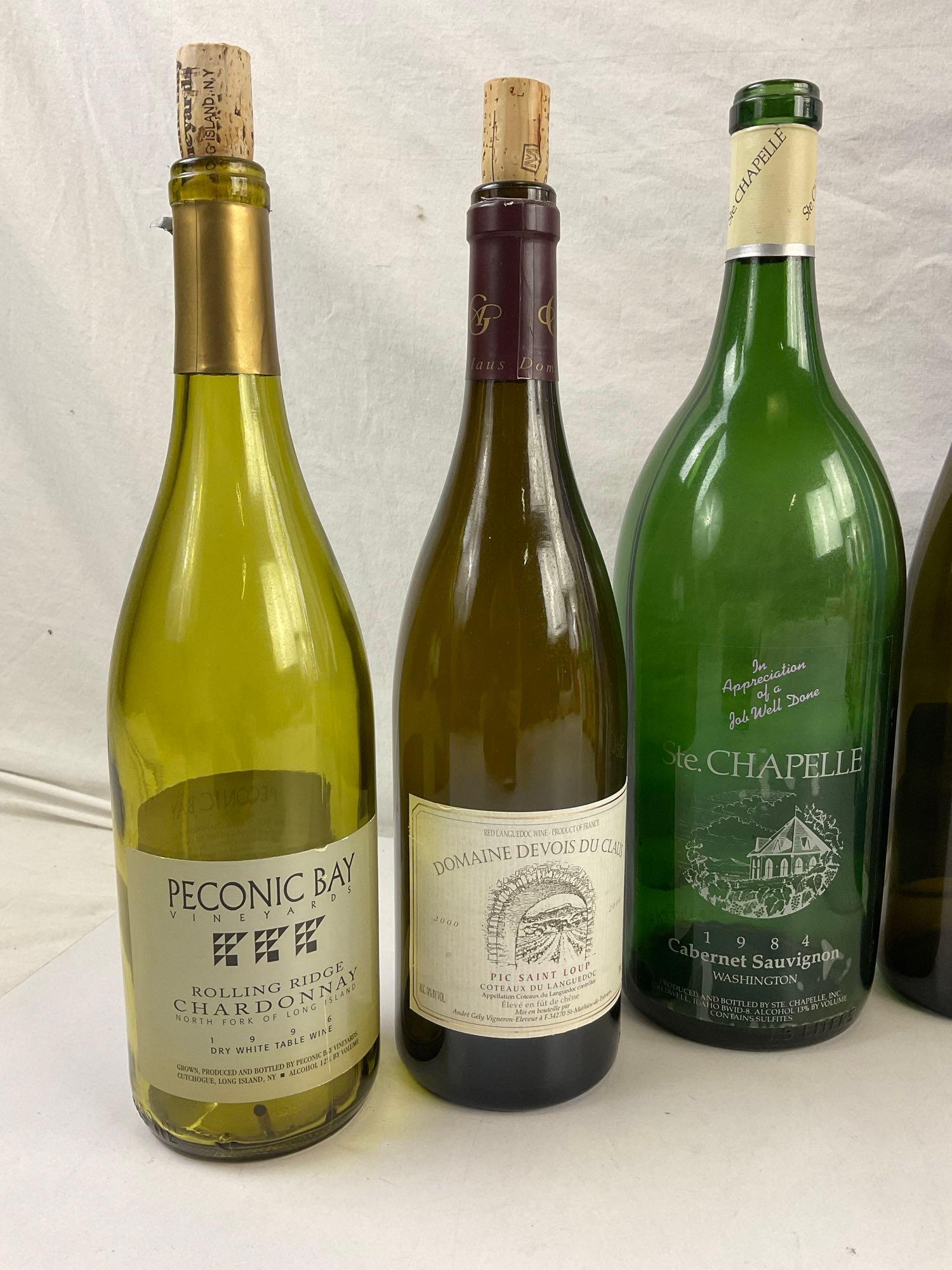 9 pcs Vintage Wine Bottle Collection. Inglenook Limited Cask Wines. Peconic Bay. See pics.