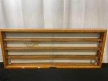 Handcrafted Wooden Model Display Shelf, 36 inches wide, sliding glass doors