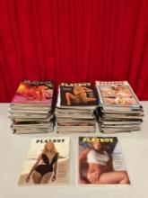 Approx. 60+ pcs Vintage Playboy Men's Magazine Collection. 1960s-80s. Unresearched. See pics.