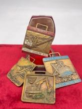 4x vintage heavy machinery brand Watch FOBs - IWFA Show & Member 2000, Bay City Crane, and MF