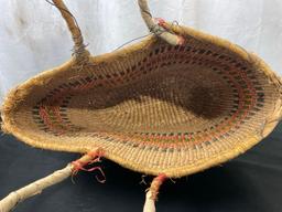 Vintage Native American Made Woven Basket w/ Handles, several different colors