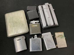 8 Vintage & Antique Cigarette Cases & Lighters, Evans combo case & Lighter, McLaughlins Imperator
