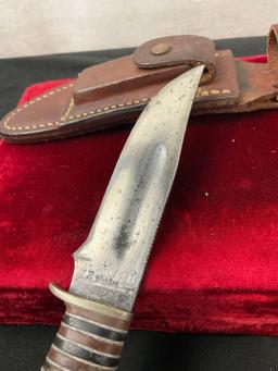 Vintage Remington RH-34 Fixed Blade Knife w/ Sheath, 4.5 inch blade