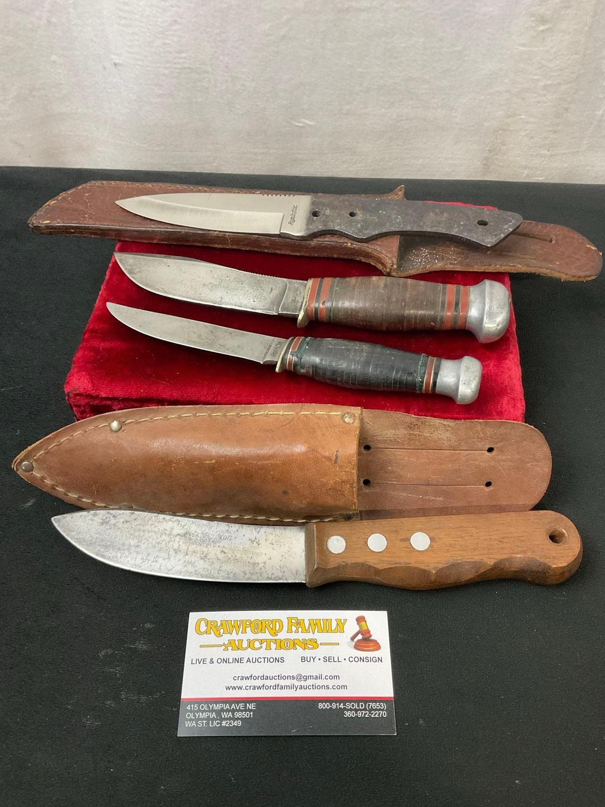 4x Vintage Remington Fixed Blade Knives, RH-32 & RH-71, RH-405 & Blank