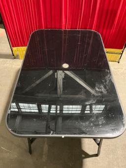 Nice Tempered Glass Metal Patio Table - In good Condition - Matches lot 55