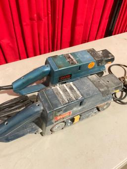 2x Ryobi Variable Speed Belt Sanders & Makita 3/8" Drill - See pics