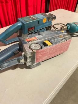 2x Ryobi Variable Speed Belt Sanders & Makita 3/8" Drill - See pics