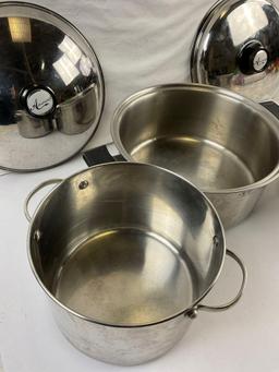 5 pcs Stainless Steel Cook Pots & Accessories Assortment. 12 Qt Americraft Pot w/ Lid. See pics.