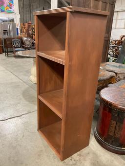 Vintage Zambowood Wooden Bookcase w/ 3 Shelves, 1 Open Back. Measures 24.5" x 57.5" See pics.