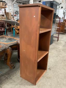 Vintage Zambowood Wooden Bookcase w/ 3 Shelves, 1 Open Back. Measures 24.5" x 57.5" See pics.