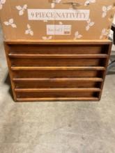 Vintage Wood Wall Shelving Rack / Display Cabinet - See pics