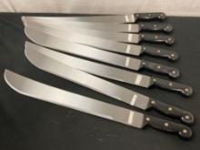 Set of 8 18 inch Steel Machetes, like new w/ plastic handles