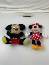 2 Vintage Disney Plush Toys. Mickey and Minnie Mouse. See pics.