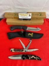 3 pcs Elk Ridge 440 Steel Knife Assortment Models 80D, 99 & 891. NIB. See pics