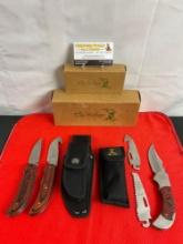 2 pcs Elk Ridge Steel Hunting Knives Model ER-13 & ER-055 w/ Nylon Sheathes. NIB. See pics.