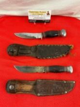 2 pcs Vintage Remington Collectible Steel Fixed Blade Hunting Knives Models The Dartsman & RH71. ...