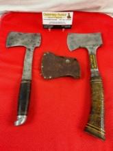 2 pcs Vintage Steel Camping Hatchets. Estwing 14A w/ Estwing Leather Sheath #2. Western L10. See