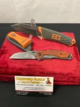 Pair of Gerber Knives, Fixed Blade Bear Grylls Survival Knife & Folding Pocket Knife X27