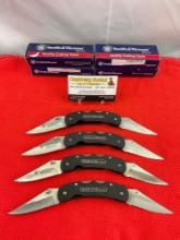 4 pcs Smith & Wesson 2.5" Folding 2-Blade Cuttin' Horse Pocket Knives Model CH400DL. NIB. See pics.